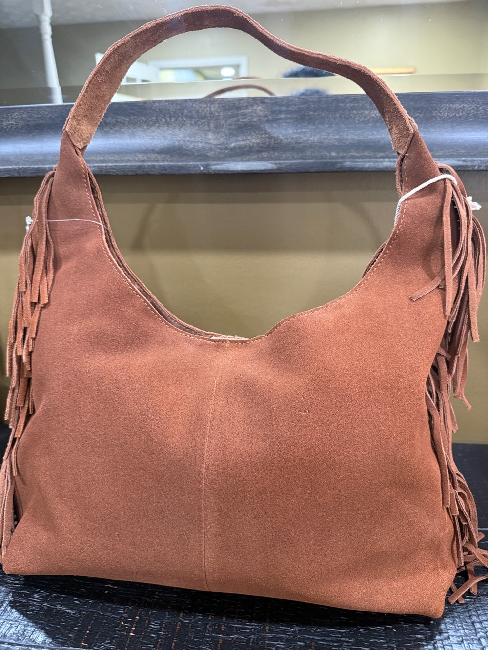 Haute Hippie Rust Suede Fringe Hobo - Picture 2 of 5